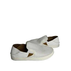 Olukai Pehuea Slip On Shoe Loafers Women Sz 10 20271-WBWB White Mesh Sneakers